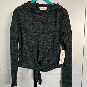 NWT Urban Girl Knit Tie-Hem Hoodie in Charcoal Heather